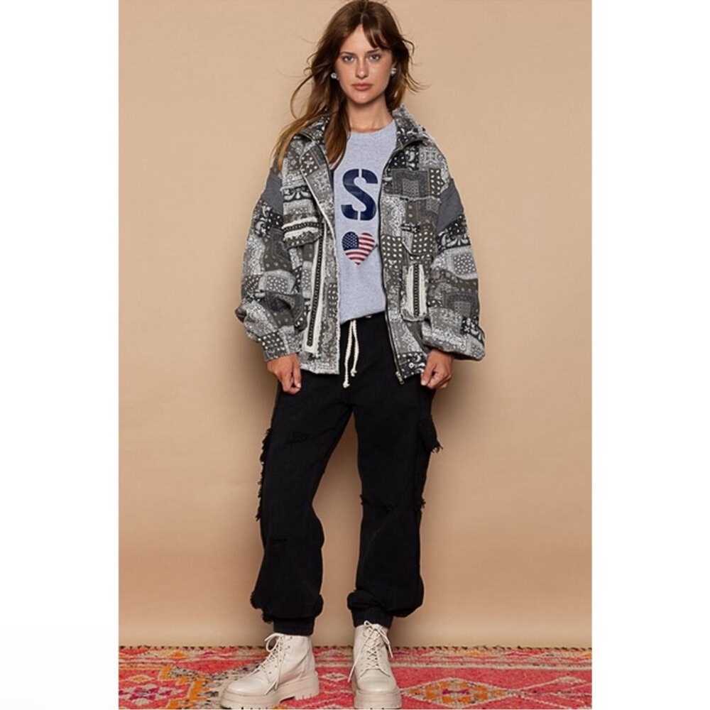 Pol Black Multi Hooded Patchwork Jacket - image 1